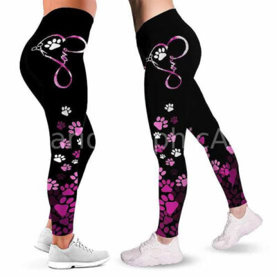Legging noir avec pattes roses