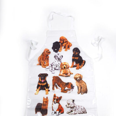 Tablier Multi Races Plastique chiot -Blanc