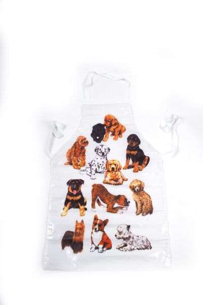 Tablier Multi Races Plastique chiot -Blanc